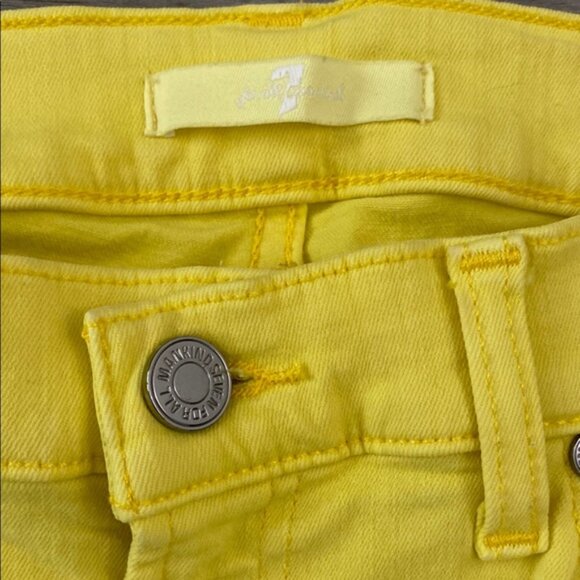 7 For All Mankind Yellow Skinny Jeans 29 Zip Fly Mid Rise Stretch Womens Denim - Picture 3 of 12